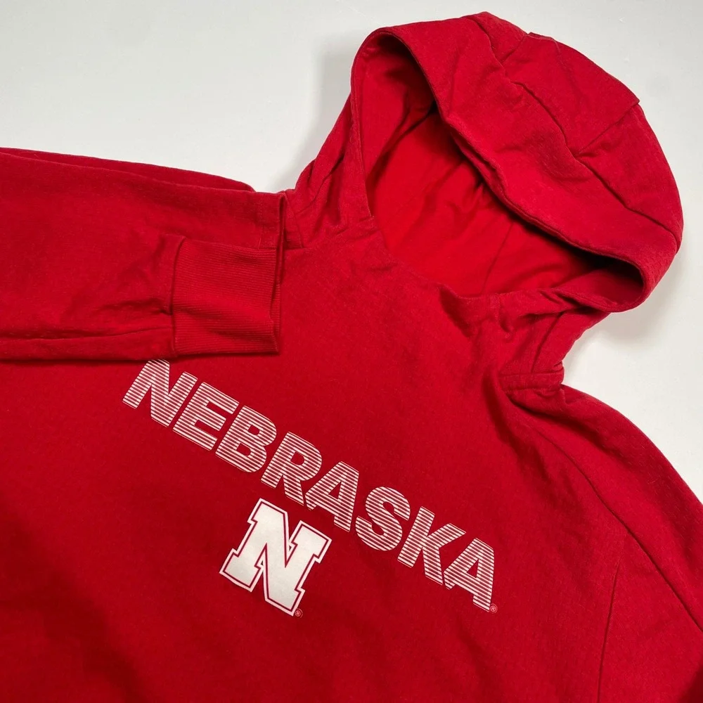 Adidas Nebraska Cornhuskers Climalite Hoodie Mens Medium Red Mesh Sweatshirt